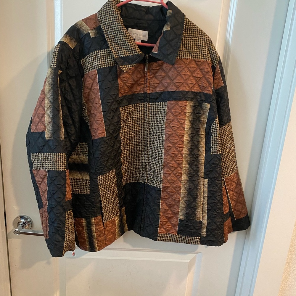 Patchwork Quilted Jacket - Black And Brown - image 1